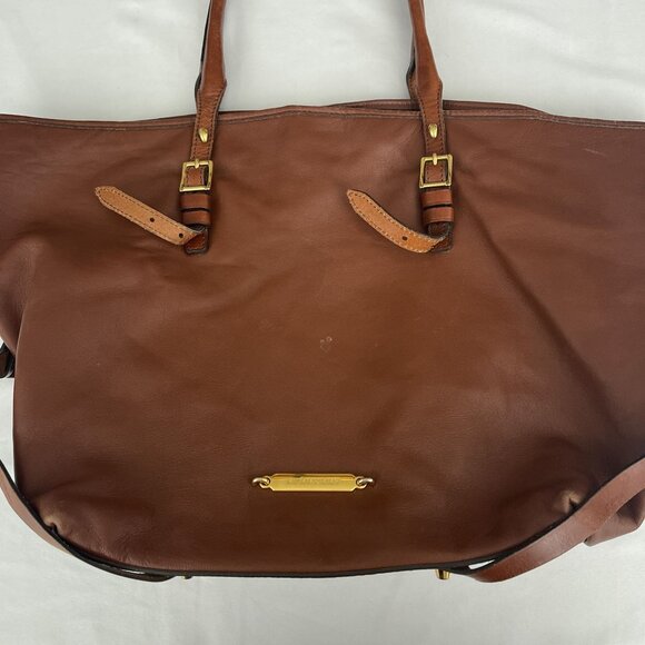 Burberry Salisbury Cognac Brown Leather Tote Shoulder Bag Buckle Handle Strap - Picture 5 of 14
